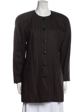 Escada Margaretha Ley Jacket Virgin Wool Striped Blazer Coat Old Money Mob Wife